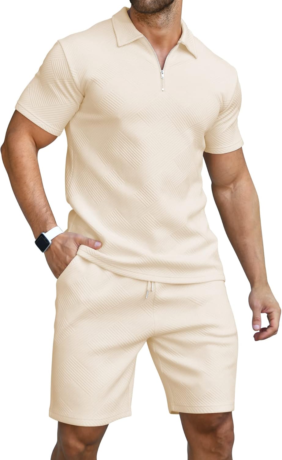 Men’s Summer Streetwear Set – Polo Shirt & Shorts Combo