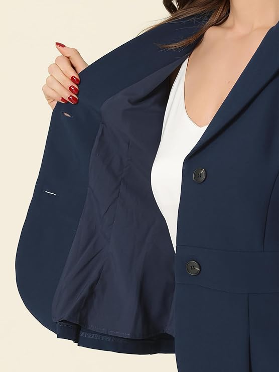 Women’s 2-Piece Skirt Suit Set – Formal Office Outfit with Peplum Blazer & Pencil Skirt, Notched Lapel Business Attire