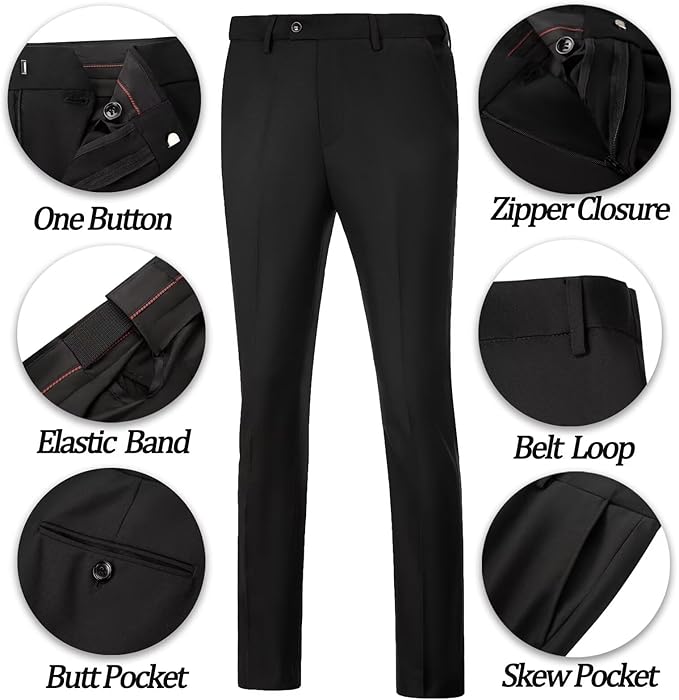 Mens Suit Slim Fit 3 Piece Double Breasted Suit Men Formal Tuxedo Set Casual Wedding Prom Groom Suits