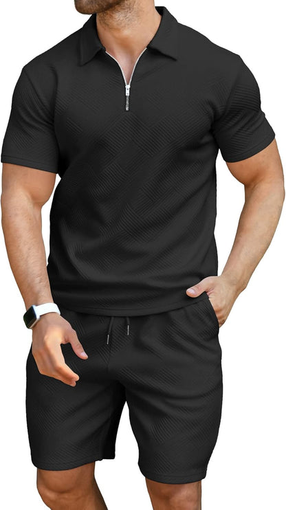 Men'S Polo Shirt & Shorts 2-Piece Set Summer Tracksuit Clothing Fashion Casual Sweatsuits M-3XL