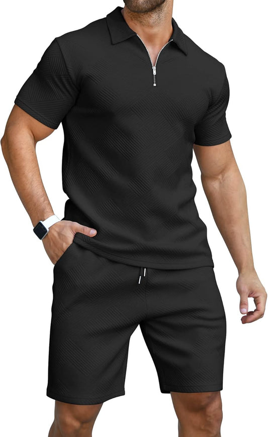 Men'S Polo Shirt & Shorts 2-Piece Set Summer Tracksuit Clothing Fashion Casual Sweatsuits M-3XL