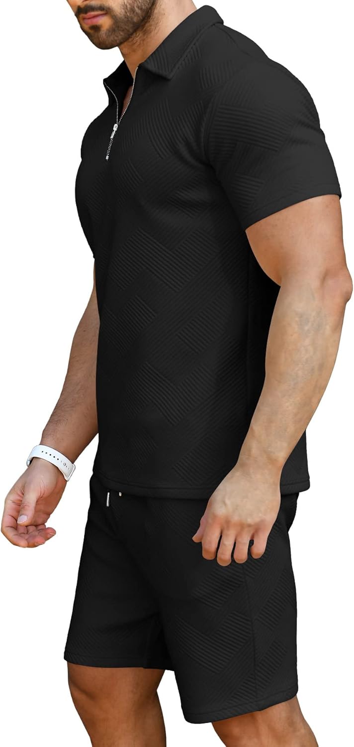 Men'S Polo Shirt & Shorts 2-Piece Set Summer Tracksuit Clothing Fashion Casual Sweatsuits M-3XL