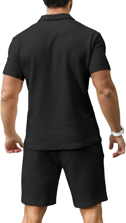 Men'S Polo Shirt & Shorts 2-Piece Set Summer Tracksuit Clothing Fashion Casual Sweatsuits M-3XL
