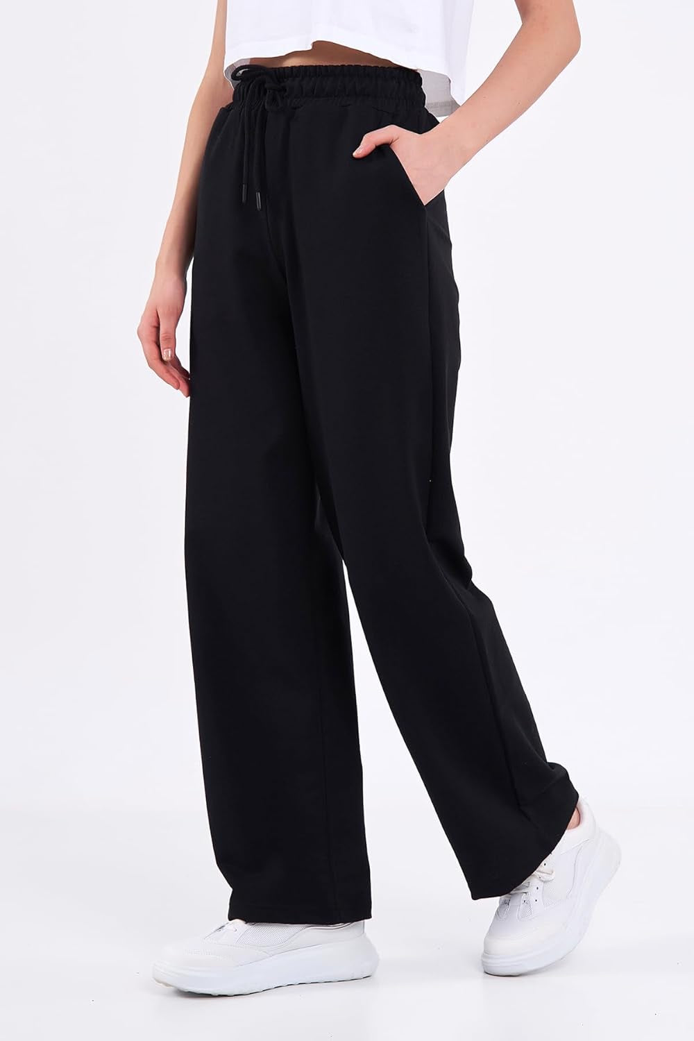 Women'S Jogging Bottoms, Thin Lightweight Breathable Cotton Straight Leg Joggers, Ladies Sports Yoga Trousers, Long Training Pants, Loose Sweatpants with Elastic Waist Drawstring