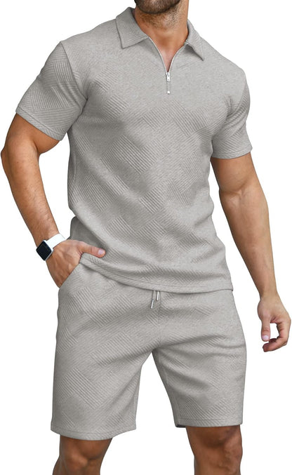 Men’s Summer Streetwear Set – Polo Shirt & Shorts Combo