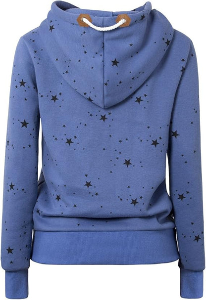 Womens Hoodies Long Sleeve High Necked Printed Hoodies Casual Comply Pullover Sweatshirts with Pockets