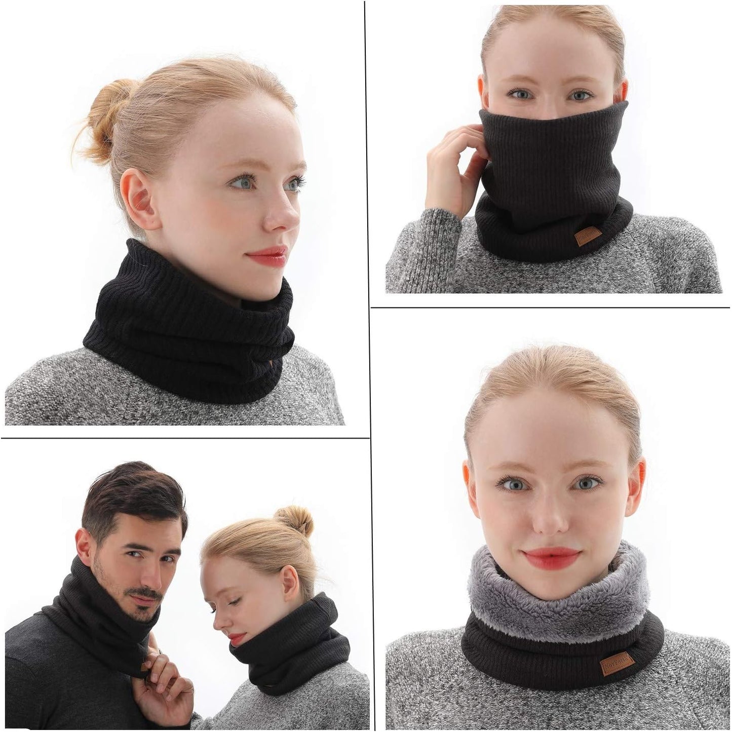 Men’s & Women’s Winter Neck Warmer – Fleece-Lined Infinity Scarf, Thick & Windproof