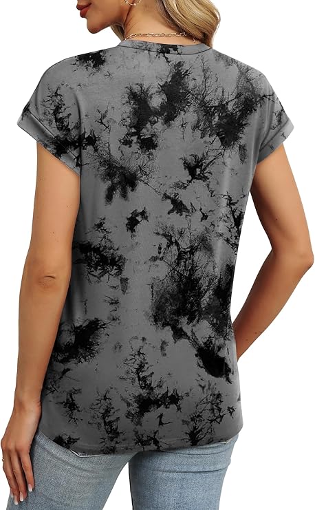 Womens Summer Tops Floral Printed Short Cap sleeve Shirts Crew Neck Cute Fashion Dressy Tunic Blouses for UK