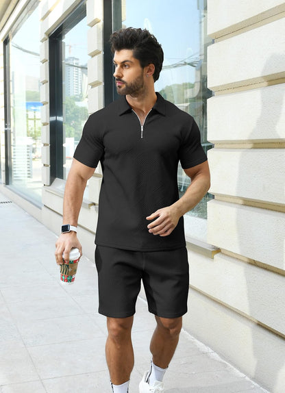 Men'S Polo Shirt & Shorts 2-Piece Set Summer Tracksuit Clothing Fashion Casual Sweatsuits M-3XL