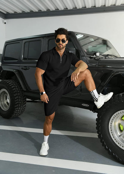 Men'S Polo Shirt & Shorts 2-Piece Set Summer Tracksuit Clothing Fashion Casual Sweatsuits M-3XL