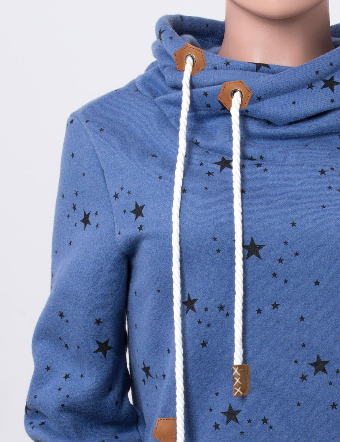 Womens Hoodies Long Sleeve High Necked Printed Hoodies Casual Comply Pullover Sweatshirts with Pockets